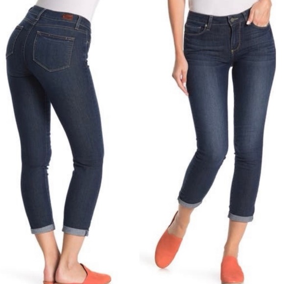 PAIGE Straight Dark Wash Crop Jeans Sz 27 - Picture 1 of 10